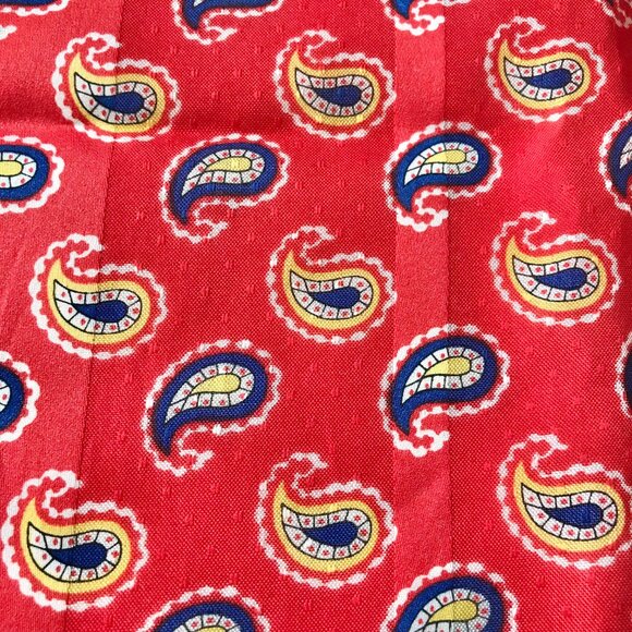 Vintage Italian Paisley Scarf Handkerchief Polyester Made Italy Red White Blue - Picture 9 of 11